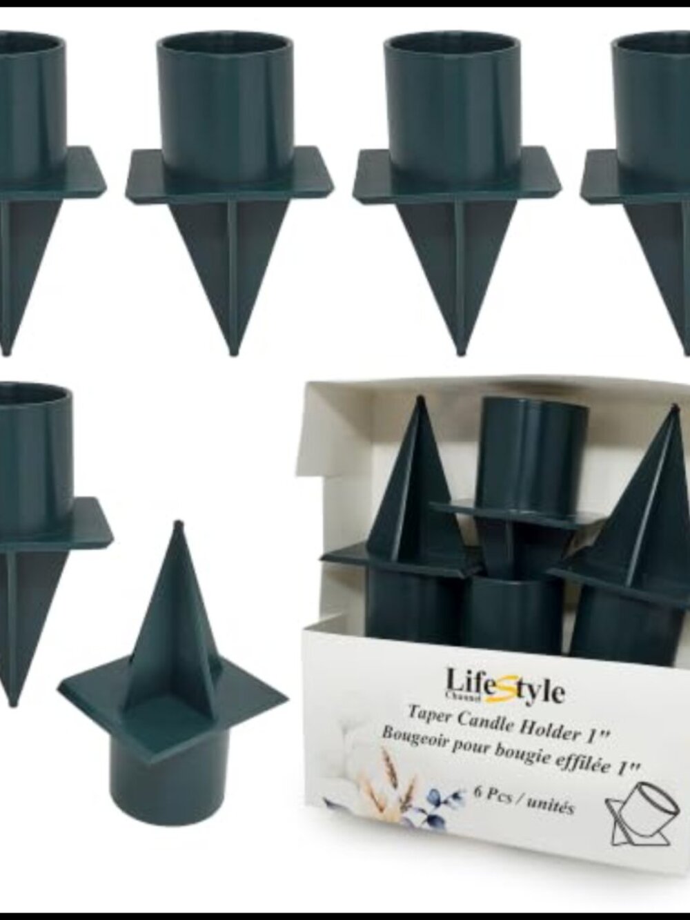 6 Pc Floral Taper Candle Holders Plastic Centerpiece Spikes 1 Inch